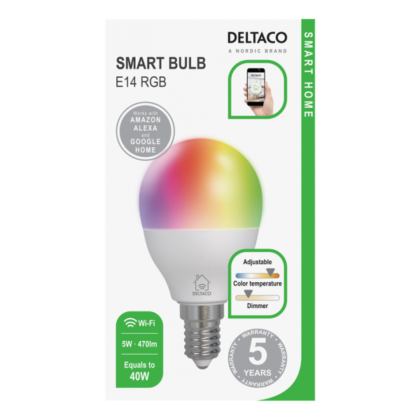 DELTACO SMART HOME LED light - SH-LE14G45RGB